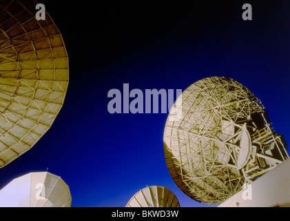 Satellite dishes at a telecommunications facility Stock Photo