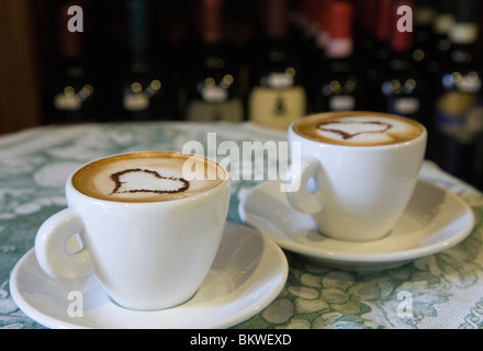 Italy, tuscany, love hearts in Cappuccino froth Stock Photo
