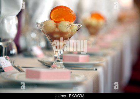 Pic by Mark Passmore/ www.markpassmore.com. 24/04/2010. Detail pic of a wedding breakfast setting. Stock Photo