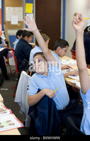 Middle school students in their classroom at charter school Peak Preparatory Academy in Dallas, Texas. ©Bob Daemmrich Stock Photo