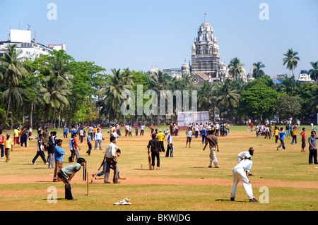 People playing cricket, Oval Maidan, Bombay,  Mumbai India Stock Photo