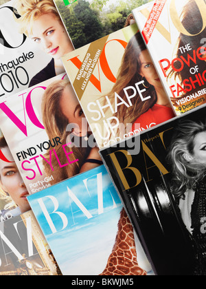 Vogue and Harper's Bazaar fashion magazine covers Stock Photo