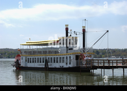 Paddle wheel steamer tourist boat Canandaigua Lady on Canandaigua Lake in Finger Region of NY USA Stock Photo