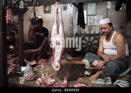 Meat section of the New Market in Kolkata India. Stock Photo