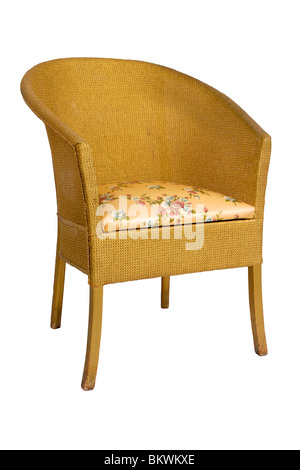 Vintage 1960's golden commode bedroom chair, isolated on white background Stock Photo