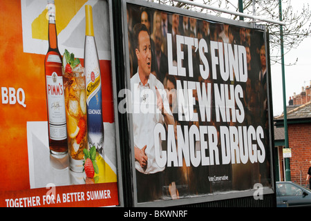 Vote Conservative - 'Let's Fund new NHS Cancer Drugs' 2010 General Election Campaign, Stock Photo