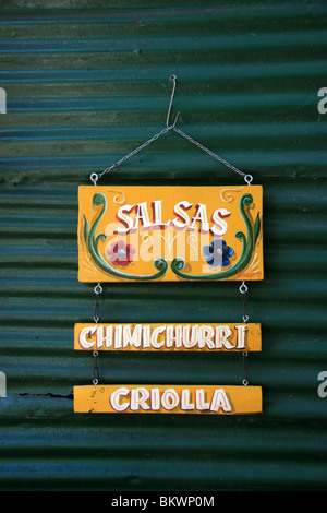 A sign hanging in La Boca, Buenos Aires, Argentina Stock Photo
