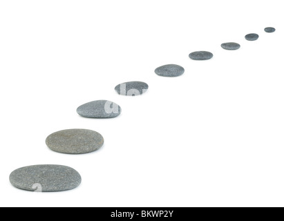 Row pebbles. Sea stones. It is isolated on a white background Stock Photo