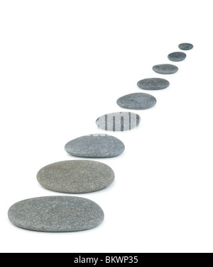 Row pebbles. Sea stones. It is isolated on a white background Stock Photo