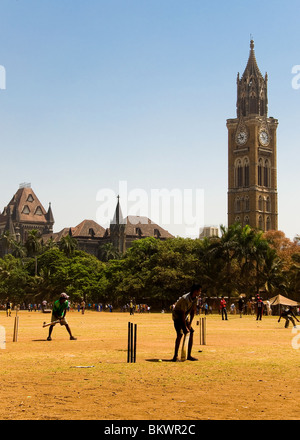 People playing cricket, Oval Maidan, Bombay, India Stock Photo