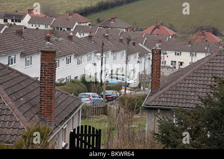 Council housing estate street in Holywell, Flintshire, North Wales Stock Photo