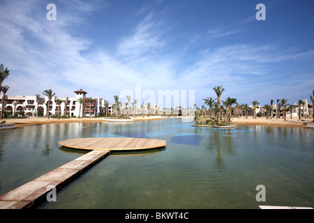 The man-made salt water lagoon in the Port Ghalib resort in Egypt Stock Photo