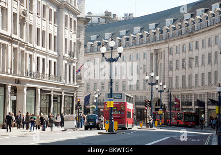 Buses on Regent Street, central London, UK Stock Photo