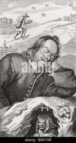 Bunyan's Dream. Frontispiece to Pilgrim's Progress, 1680. John Bunyan, 1628 - 1688. Christian writer and preacher. Stock Photo