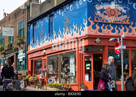 Colourful shop front in the North Laines area of Brighton in England Stock Photo