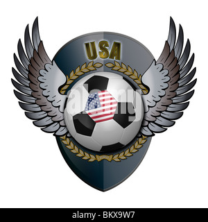 American soccer ball with crest Stock Photo