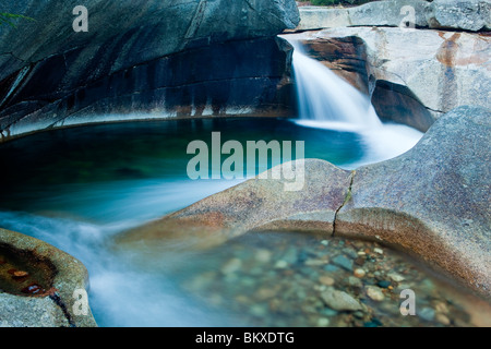 The Basin in New Hampshire's Franconia Notch State Park.  Pemigewasset River. Stock Photo