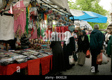 The Turkish market at Maybachufer in eastern Kreuzberg, Berlin, Germany Stock Photo