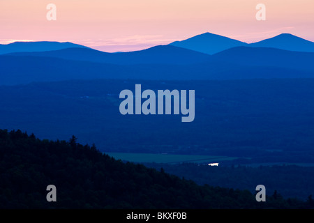 Sunset as seen from the fire tower at the John Wingate Weeks State Historic Site.  Lancaster, New Hampshire. Stock Photo