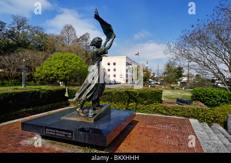 The Waving Girl Statue on River Street in Savannah, Georgia Stock Photo