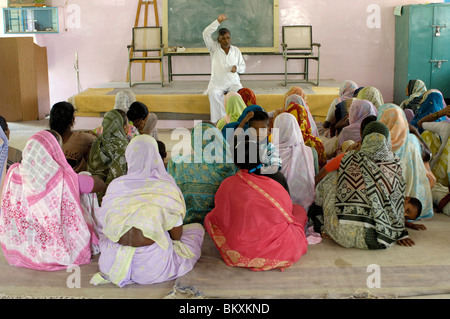 Villagers from different villages attending training session at Ralegan Siddhi near Pune ; Maharashtra ; India Stock Photo