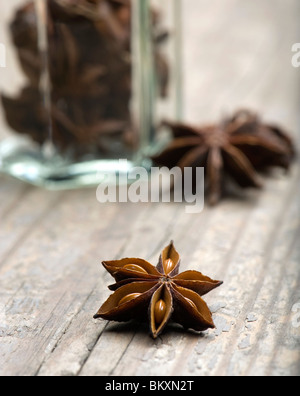 Star Anise With Spice Jar Stock Photo