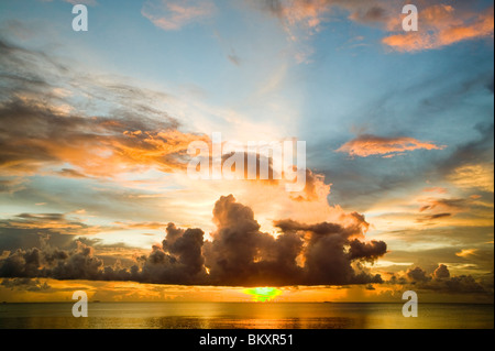 Sunset from Funafuti Tuvalu Stock Photo