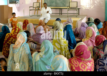 Villagers from different villages attending training session at Ralegan Siddhi near Pune ; Maharashtra ; India Stock Photo