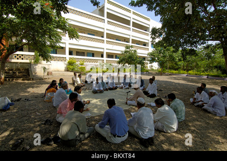 Teachers staff meeting in the school at Ralegan Siddhi near Pune, Maharashtra, India Stock Photo