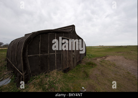 Boat hut on Lindisfarne, Northumberland Stock Photo