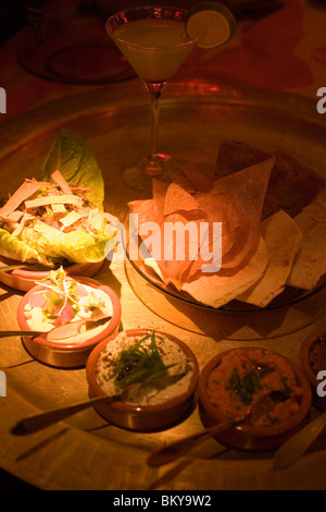 Chips, Dips, Nomads, Restaurant, Different Dips and Chips on a starte plate, Nomads, Amsterdam, Holland, Netherlands Stock Photo