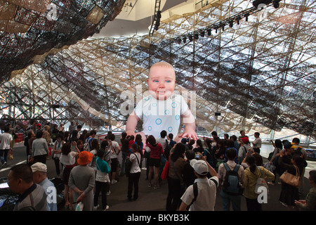 Miguelín, the Giant Robotic Baby in the Spain Pavillion at Expo 2010, Shanghai, China World's Fair Stock Photo