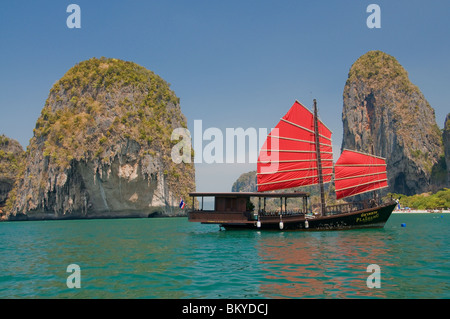 Ao Nang near Krabi Thailand is centrally located in Andaman Sea (Princess Bay) and features very scenic topography for boaters Stock Photo