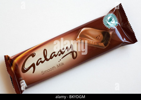 Galaxy Smooth Milk chocolate bar set on white background Stock Photo