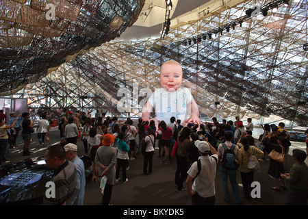 Miguelín, the Giant Robotic Baby in the Spain Pavillion at Expo 2010, Shanghai, China World's Fair Stock Photo