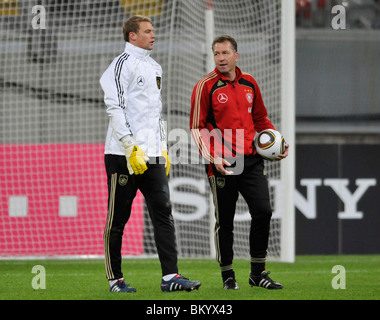 german national goalkeepers coach Andreas KOEPKE, right  and goalkeeper Manuel NEUER during practice on May 12th 2010 Stock Photo