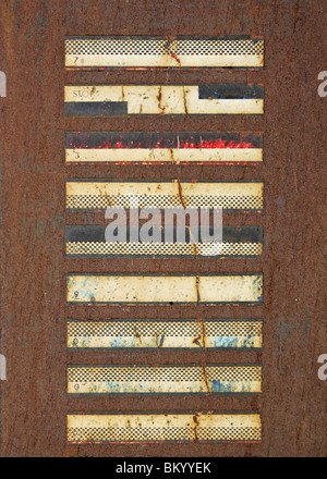 rusty grunge sign with red white and blue flag pattern Stock Photo