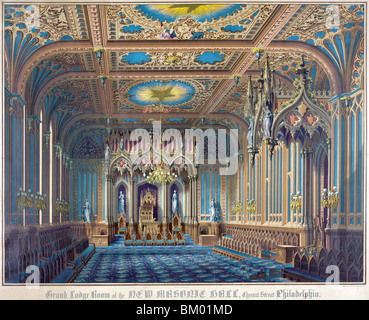 Symbols - Grand Lodge room of the new Masonic Hall, Chestnut Street Philadelphia Stock Photo