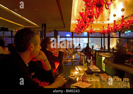 Bar Red, Bar Rouge, Luxury bar in 18, Design Bar, view of Pudong skyline Stock Photo