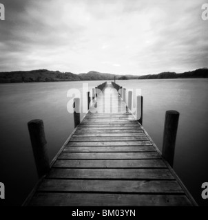 Jetty on Coniston Water, Lake District, Cumbria England Stock Photo