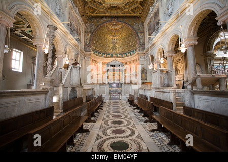 Interior of San Clemente basilica, Rome Stock Photo
