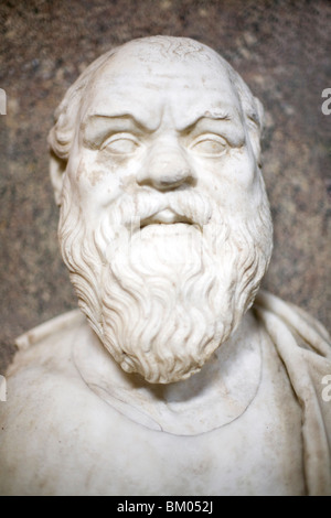 Bust of Socrates. Marble, Roman copy after a Greek original from the 4th century BC, Vatican Museums Stock Photo
