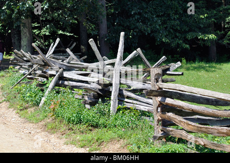 Old wooden fence in rural Massachusetts, New England, USA Stock Photo