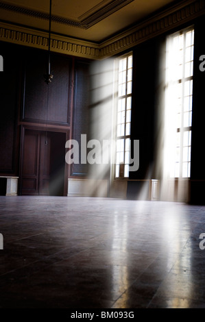 Large empty room in old barracks Stock Photo