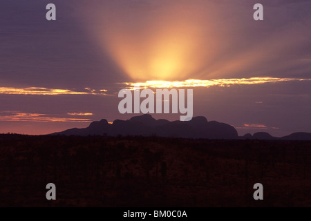 Halo Sunset over Kata-Tjuta, The Olgas, Uluru-Kata Tjuta National Park, Northern Territory, Australia Stock Photo