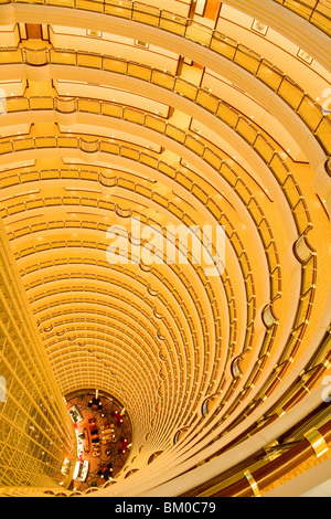 High angle view at the lobby of the Grand Hyatt hotel inside the Jinmao Tower, Shanghai, China, Asia Stock Photo