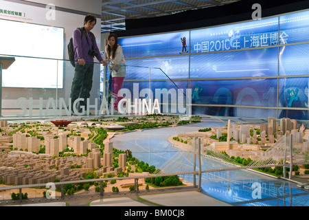 Model of the Expo 2010 site at urban planning museum, Shanghai, China, Asia Stock Photo