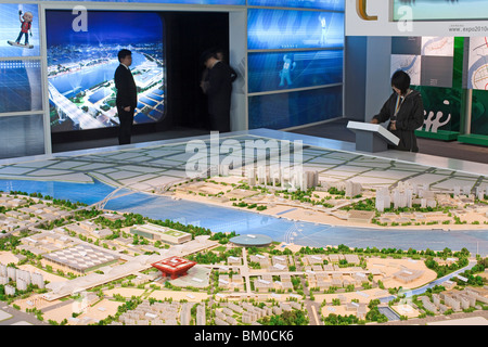 Model of the Expo 2010 site at urban planning museum, Shanghai, China, Asia Stock Photo
