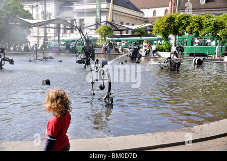 Jean Tinguely Fountain, Theaterplatz, Basel, Switzerland Stock Photo