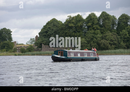 Barge Houseboat near Crom Castle & Country Estate, Lough Erne, County Fermanagh, Northern Ireland Stock Photo